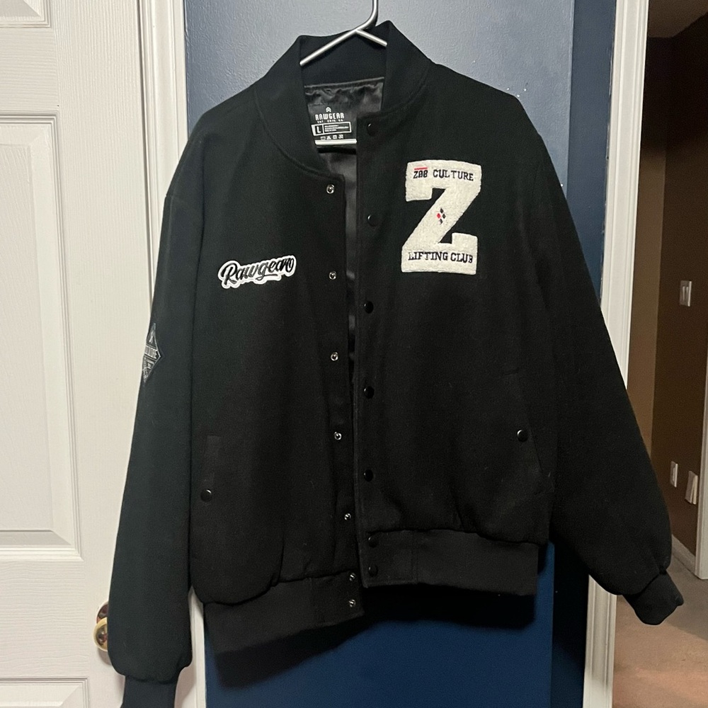 Mens Rawgear varsity jacket.